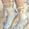 Femmes chaussettes lolita d'été mid manche jk uniforme japonais mignon mignon mode haute qualité couleur sweet arc lacet