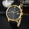 2024 Modna męska elitarna zegarek Męski Business Casual Watch 6-pinowy okrągły wyświetlacz Kalendarz skórzany pasek