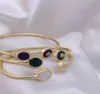 Настоящая золотая плата Lapis Lazuli Malachite Shell Bracelets Bracelets Brangle Mount Letter Fashion для женщин для девочки1214949