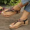 Casual Shoes Lucyever Summer Clip Toe Bohemia Sandals Women Fashion String Bead Flat Heels Sandles Woman Non Slip Sole Beach Flip Flops