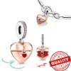 925 Sterling Silver Fit Pandoras Charms Bransoletka Koraliki Charm Rose Gold Heart Charm Bead