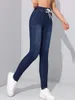 Kadın Kotları 2024 Kadın Elastik Jean Tayt Pantolon Yüksek Bel İnce Yukarı dikişsiz Kalem Denim Günlük