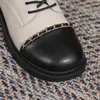 Casual skor kvinnor 2,5 cm låga klackar retro äkta läderpumpar dam klassiker block hög daglig loafers kvinnlig brittisk stil snörning