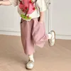 Trousers Wide Leg Pants Korean Children Clothing Casual Summer Fashion Versatile Middle Girls Cotton Loose Thin 2024 Sweet