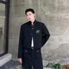 Herenpakken mannen Chinese stijl blazer standaard nek metalen knop met metalen knop bamboe geborduurde streetwear persoonlijkheidsjassen