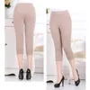 Frauenhose hohe Taille für Frauen mittleren Alters Slim Fit Hosen mit Taschen mit fester Farbe dünne Leggings Streetwear