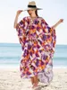 Boho Retro Rose Floral Print Swimsuit Cover Up Up 2024 Half Mancheve Summer Sorting Bikini Cardigan Holiday Long Beach Robe Kimono