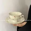 Becher Französisch Retro romantische Nachmittag Tasse und Untertasse Kaffee Set kleiner frischer Blumenkeramik