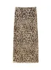 Willshela Women Fashion 2 -delige set tule luipaard geplooide tops vintage hoge taille midi rok vrouwelijke chique dame rokken 240510