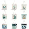 Sacs de soirée Haut-capacité Travel Beach Cute Whale Girl Imprimé sac à main imprimé Femmes Femme Tote Eco Shoping Sac Series Série épaule