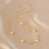 Colliers pendants Minar Elegant Pink Couleur véritable Colliers de charme de perle d'eau douce pour les femmes