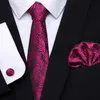 Nek Tie set Nieuwe rode tie Silk geweven mannen stropdas hanky manchetknopen set luxe heren feest corbatas kantoor gravatas fit bruiloft cadeau vakantie