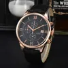 2024 Fashion Men's Elite Watch Men's Business Casual Watch 6-pin round display Calendar Leather strap
