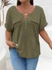 GIBSIE Plus Size Solid ORing Zip Front T Shirt for Women Summer 2024 ONeck Short Sleeve Rib Knit Casual Tees Tops Female 240426