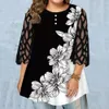 Malha feminina 34 túnica de túnica de manga Ladies Casual Blusa Floral Blusa de alta qualidade Roupas para feminino 2023 plus size 240510