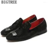 Пятна туфли для мужчин элегантный формальный узел Классический большой размер Sepatu Slip on Pria Zapatos hombre bona