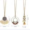 Chaines Boho Collier Long Pild à frotte ethnique Fleur Rétro Fleur Pendre Chaîne Pull Tull Travel Travel Daily Bijoux