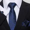 Neck Tie Set Luxury 7,5 cm Birthday Present 100% Silk Tie Handkuftfickfickor Manschetten Set Slips för män Tryckta fäderdag