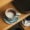 Kubki Pruk Blossom Ręcznie malowany Catkin japoński w stylu kawy popołudniowa herbata i spodek 200 ml latte