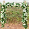 Decorative Flowers DociDaci 2Pcs Artificial White Fake Rose Hanging 2.2M Vines Plants Leaves Artificials Garland Wedding Party Decoration
