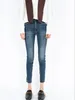Pantalon féminin Jeans jeans zipper haute taille ourlet divisé la mode printemps mince denim