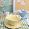 Tazze di piattini dipinti a mano in rilievo tridimensionale tazza di latte coreano semplice petalo tazza di piattino set tazza di tazza di tazza di ceramica