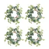 Fleurs décoratives 4 pcs Eucalyptus Couronne d'anneau de mariage rustique décor country décorations vert feuilles