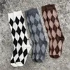 Mulheres meias na Internet Celebrity Rhombus para outono inverno japonês japonês fofo bezerro meias retrô inseadas