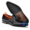 Scarpe per vestiti Il primo strato di crow -hide in pelle di business in pelle coccodrillo intagliato casual