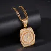 Colliers pendants Hip Hop Cz Stones Bling Out Wristwatch Watch Shape Pendants Collier pour hommes Bijoux des hommes