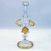 12 Inch Yellow Glass Water Pipe Heady Bong Dab Rig Recycler Neo Fab Slit Hub Bongs Smoke Pipes 14.4mm Regular Bowl Portable US Warehouse