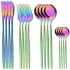 Dinnerware Sets 16Pcs Stainless Steel Cutlery Set Knife Fork Tea Spoon Dinner Flatware Kitchen Silverware Tableware