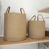 Handmade woven plant basket laundry storage basket decorative basket straw and willow strips Rattan Seagrass garden flowerpot storage basket 240510