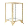 Makeup Brushes Brush Holder Glass & Brass Storage Bucket Vintage Cosmetic Organizer With White Pearls For Dresser Gold