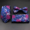 Neck Tie Set Vente chaude Red Rose Floral Tie Set Polyester Wave Wave Meteor Fireworks Coldie Bowtie pour le marié Cravat Cravat Shirt Accessoire