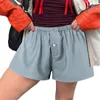 Short féminin Femmes confortables couleur unie solide élastique haute taille pyjama avant pantalon de coton d'été coton respirant