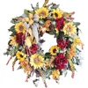 Fiori decorativi corona di girasole artificiale autunno per arredamento porta anteriore appeso raccolto festival decorazione finta fiore