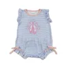 Wholesale Kids born Embroidery One-piece Coverall Bodysuit Baby Girl Toddler Stripes Romper Jumpsuit Clothing 240512