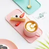 Mugs Nordic Ceramic Coffee Cup Saucer Set Creative Simple Dessert Tray European Afternoon Tea With Spoon Small Fresh LB40609