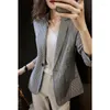 Damespakken Insozkdg lente jas jassen vrouwen dunne plaid bovenkleding Koreaanse herfstkleding eenvoudige stijlvolle promotie check blazer vrouw