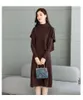 Рабочие платья женская модная модная модная из -за коленного вязаного жилета набор жилетов 2024 Осень удобная одежда