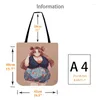 Storage Bags Sexy Fat Girl Art Shopper Shoulder Bag Cute Beautiful Girls Big Bellies Cartoon Style Linen Water Resistant Carry Tote