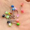 10Pcs Stainless Steel Bar White Black Acrylic Tongue Rings Eyebrow Labret Lip Nipple Nose Piercing Ring Fashion Body Jewelry 240429