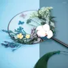 Dekorative Figuren natürliche getrocknete Blumen Fans DIY Kit Malerei Round Hand Craft Making for Hanfu Home Dekoration Party Hochzeit Hochzeit