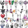 925 Sterling Silver Fit Pandoras Charms Beads Bracciale Charm Halloween Dangle Skeleton Witch Devil