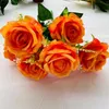 Fleurs décoratives Silk Rose Bouquet Rose Simulation Orange Wedding Pographie accessoires DIY DÉCINIR DES CORDES DE FLORT