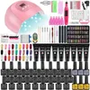 Nagelkonst sats manikyr set gel nagellack set nagelsats komplett uppsättning alla för manikyr semi permanent lack kit gel polska uppsättning med UV -lampa T240513