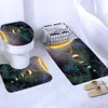 Rideaux de douche fantaisie terre et lune galaxie cosmique espace ciel rideaux de douche de salle de bain set de salle de bain tapis baignoire accessoires de baignoire