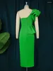 Robes décontractées aomei long green farty robe femme one épaule volant peplum de soirée cocktail événement occasion 4xl invité de mariage africain