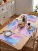 Bord mattor oljemålning mekanism lila rosa kaffekat matta kök placemat matsal mattor